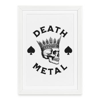 Crâne couronné Death Metal - Affiche encadrée (27 × 37 cm) - blanc - Devant