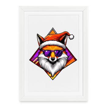 Fox Santa Swag - Affiche encadrée (27 × 37 cm) - blanc - Devant