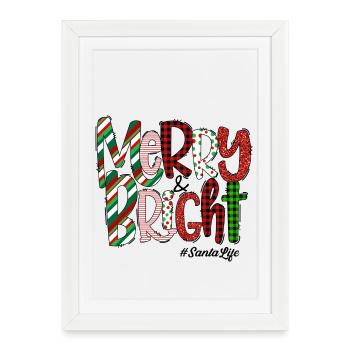Merry Bright Festive Plaid Pattern - Gerahmtes Poster (27 × 37 cm) - Weiß - Vorne