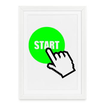 Start - Framed poster (27 × 37 cm) - white - Front