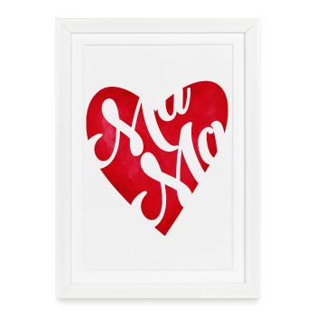 Mama cœur rouge - cadeau maman  - Affiche encadrée (27 × 37 cm) - blanc - Devant