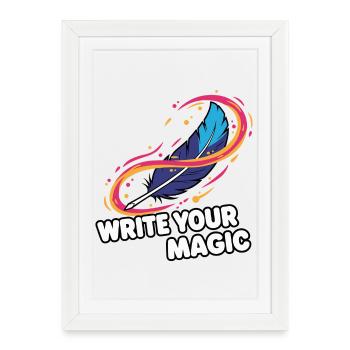 Feather of Writing Magic - Framed poster (27 × 37 cm) - white - Front
