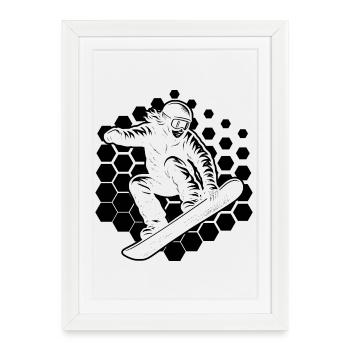 Graphisme de snowboard pour snowboard - Affiche encadrée (27 × 37 cm) - blanc - Devant