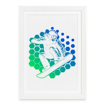 Motif de snowboard frais pour snowboard - Affiche encadrée (27 × 37 cm) - blanc - Devant