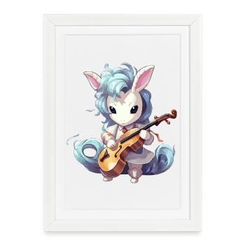 Unicorn playing the violin - Framed poster (27 × 37 cm) - white - Front