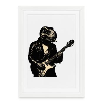 Tyranno Rocker Dino Guitarist - Framed poster (27 × 37 cm) - white - Front