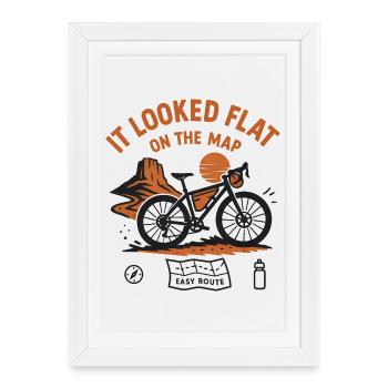 Tee de l’itinéraire cycliste Flat On the Map - Affiche encadrée (27 × 37 cm) - blanc - Devant