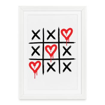 Cœurs de graffiti – Art de rue d’amour dégoulinant - Affiche encadrée (27 × 37 cm) - blanc - Devant