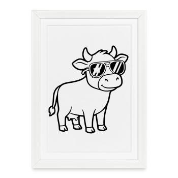 Lunettes de soleil Cool Cow Casual Vector - Affiche encadrée (27 × 37 cm) - blanc - Devant