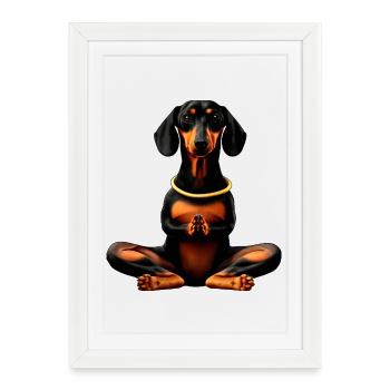 Yoga Dachshund - Framed poster (27 × 37 cm) - white - Front