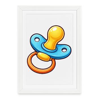 Bébé Dessin animé Tétine - Affiche encadrée (27 × 37 cm) - blanc - Devant