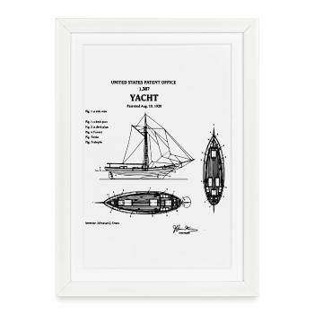 Yacht blueprint patent design - Framed poster (27 × 37 cm) - white - Front