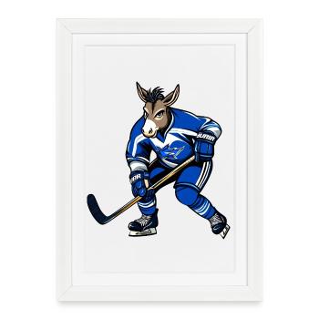 Joueur de hockey sur glace Donkey - Affiche encadrée (27 × 37 cm) - blanc - Devant