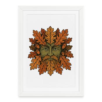 Autumn Oak Spirit Face - Framed poster (27 × 37 cm) - white - Front