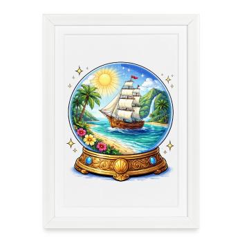 Ship's dream spherical image - Framed poster (27 × 37 cm) - white - Front