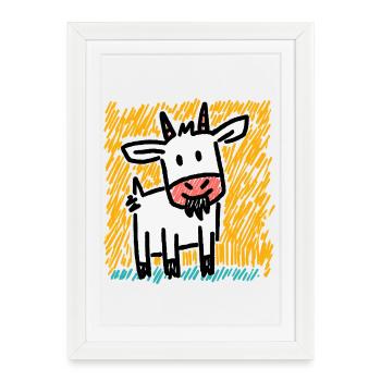 Doodle Goat - Affiche encadrée (27 × 37 cm) - blanc - Devant