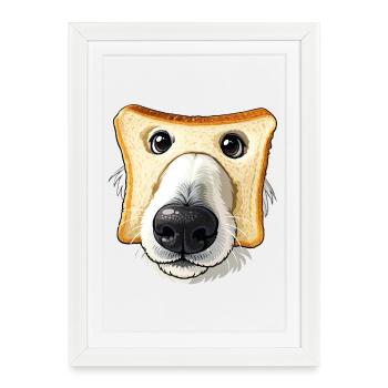 Dessin animé drôle de pain grillé pour chien - Affiche encadrée (27 × 37 cm) - blanc - Devant