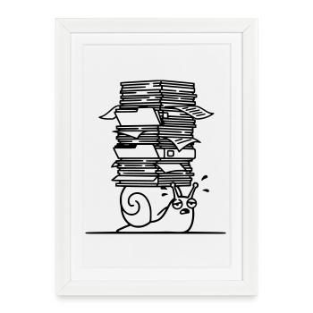 Snail Paper Stack Office Outline - Framed poster (27 × 37 cm) - white - Front