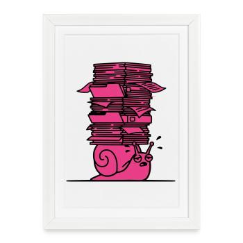 Bureau des dossiers d’escargots colorés - Affiche encadrée (27 × 37 cm) - blanc - Devant