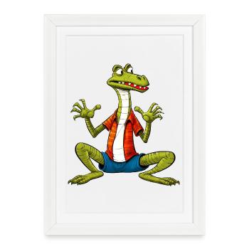 Lézard Yogi - Affiche encadrée (27 × 37 cm) - blanc - Devant