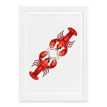 Homard rouge - Affiche encadrée (27 × 37 cm) - blanc - Devant