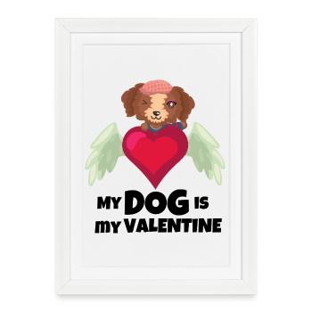 Cute Angel Dog Heart – Puppy Love Wings - Framed poster (27 × 37 cm) - white - Front