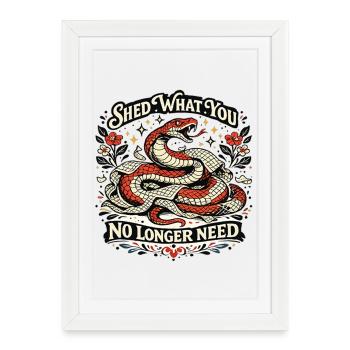 Shred What You No Longer Need Snake Artwork - Framed poster (27 × 37 cm) - white - Front