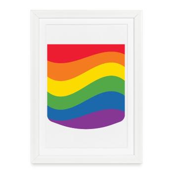 Drapeau de la fierté à vagues arc-en-ciel Minimal Design - Affiche encadrée (27 × 37 cm) - blanc - Devant