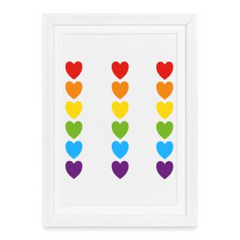 Stolz Regenbogenherzen - Gerahmtes Poster (27 × 37 cm) - Weiß - Vorne