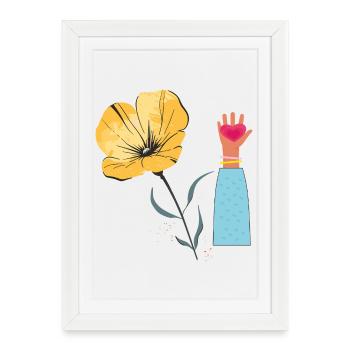 Flower Hand Heart - Framed poster (27 × 37 cm) - white - Front