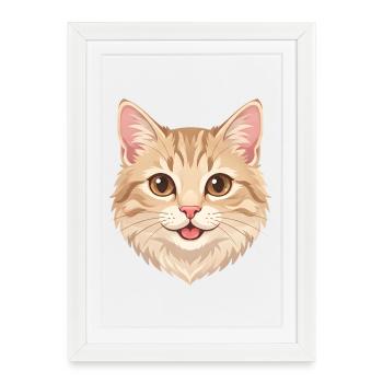Cute Happy Cartoon Ginger Cat Face - Framed poster (27 × 37 cm) - white - Front