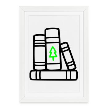 Stack of Books Tree Nature Reading Book Club Forest - Framed poster (27 × 37 cm) - white - Front