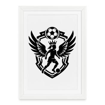 Women's Football Coat of Arms Woman Football - Framed poster (27 × 37 cm) - white - Front