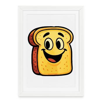 Kawaii toast with backpack - Framed poster (27 × 37 cm) - white - Front