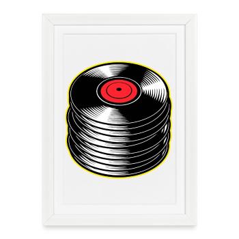 Vinyl Albums Stack - Framed poster (27 × 37 cm) - white - Front