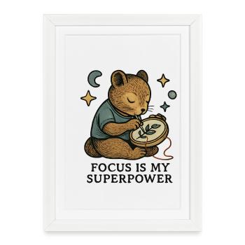 Focus: Superpower Bear Embroidery - Framed poster (27 × 37 cm) - white - Front