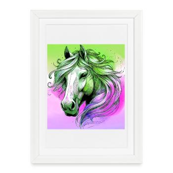cheval - Affiche encadrée (27 × 37 cm) - blanc - Devant