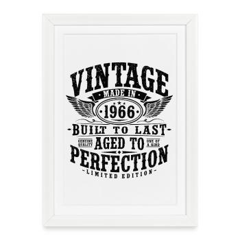 60e anniversaire 1966 cadeau vintage vintage - Affiche encadrée (27 × 37 cm) - blanc - Devant