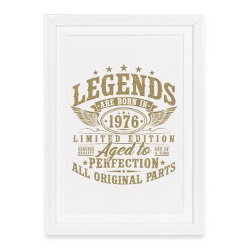 Anniversaire vintage Born Legends 1976 - Affiche encadrée (27 × 37 cm) - blanc - Devant