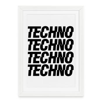Techno - Affiche encadrée (27 × 37 cm) - blanc - Devant