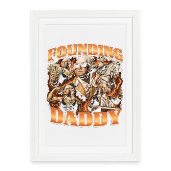 Le Père fondateur George Washington, 4 juillet - Affiche encadrée (27 × 37 cm) - blanc - Devant