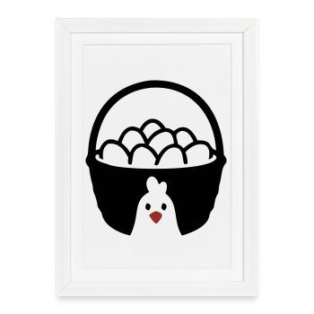 Eierkorb Huhn Icon - Gerahmtes Poster (27 × 37 cm) - Weiß - Vorne