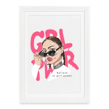 Pop Graffiti Glam: Bold Girl Portrait - Framed poster (27 × 37 cm) - white - Front