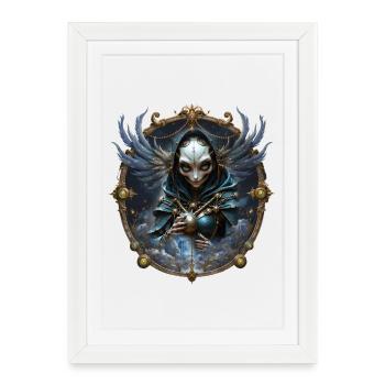 Blue Mystic aux ailes ornées - Affiche encadrée (27 × 37 cm) - blanc - Devant