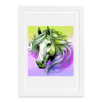 cheval - Affiche encadrée (27 × 37 cm) - blanc - Devant