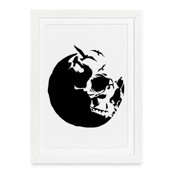 killing moon skull mond - Framed poster (27 × 37 cm) - white - Front