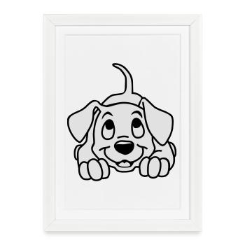 Chiot - Affiche encadrée (27 × 37 cm) - blanc - Devant