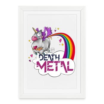 Licorne Death Metal Arcenciel - Affiche encadrée (27 × 37 cm) - blanc - Devant