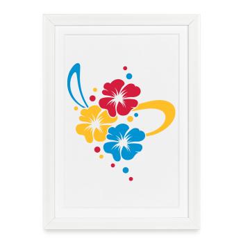 Bouquet de fleurs avec ruban - Affiche encadrée (27 × 37 cm) - blanc - Devant