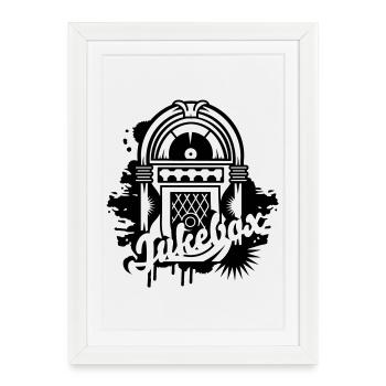 Un graffiti jukebox - Affiche encadrée (27 × 37 cm) - blanc - Devant